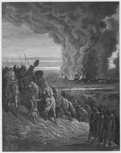 Josua übergibt die Stadt Ai den Flammen von Gustave Dore